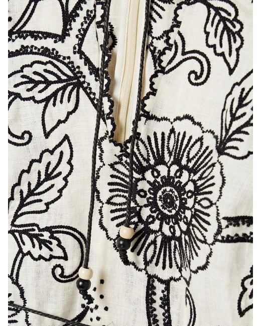 【Zimmermann】Tallow belted embroidered linen mini dress Zimmermann Tallow Belted Embroidered Linen Mini Dress in