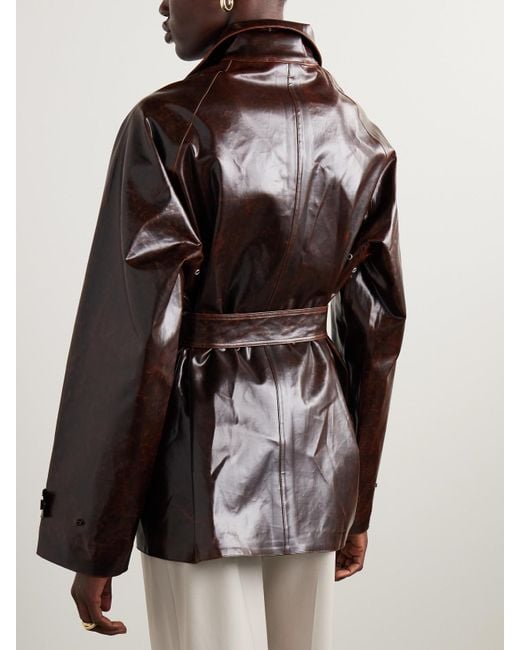 Proenza Schouler Brown Finch Belted Coated Cotton-Blend Jacket