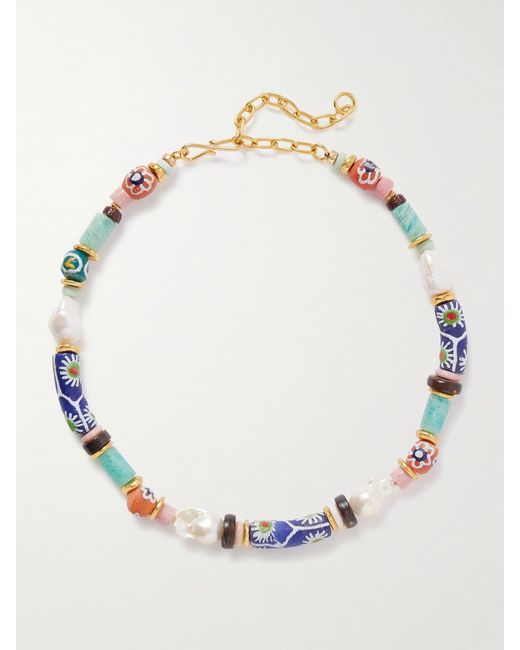 Lizzie Fortunato Multicolor Souvenir-Plated, -Stone And Bone Beaded Necklace