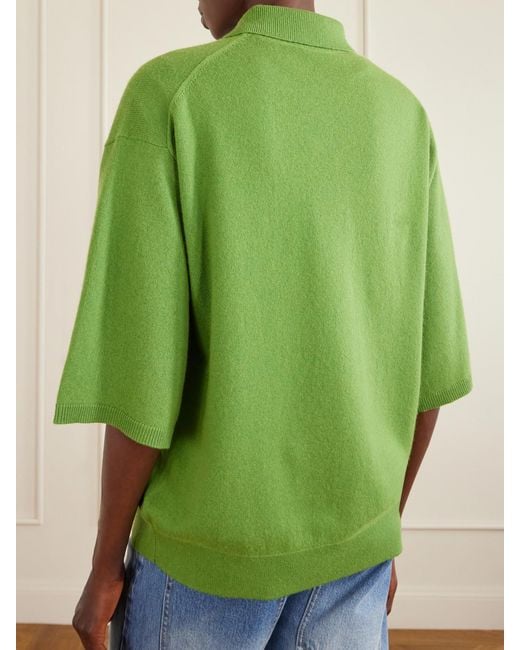 Tibi Green Wool And Cashmere-Blend Polo Shirt