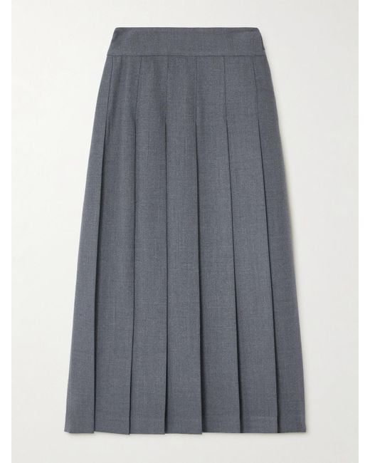 Rohe Gray Pleated Twill Midi Wrap Skirt
