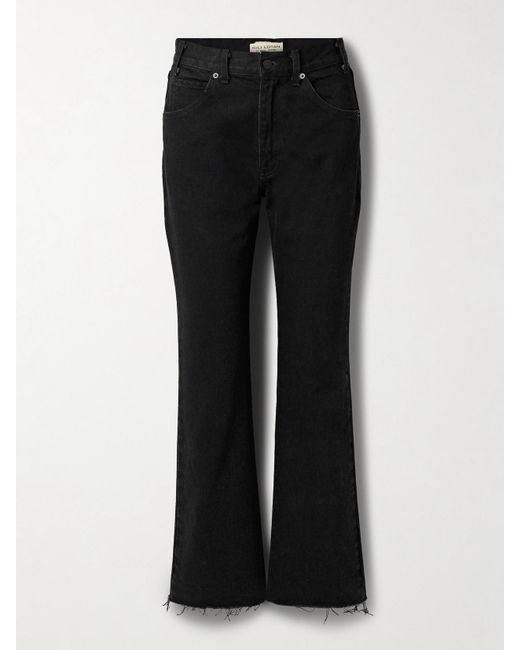 Nili Lotan Black Calla Hoch Sitzende Jeans Mit Geradem Bein Und Fransen