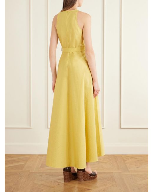 Brunello Cucinelli Yellow Belted Cotton-Blend Midi Dress
