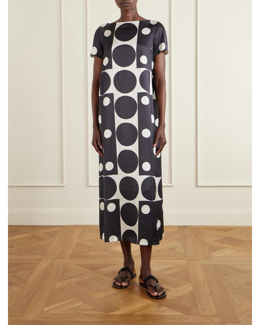 Dries Van Noten White Davita Printed Satin Midi Dress