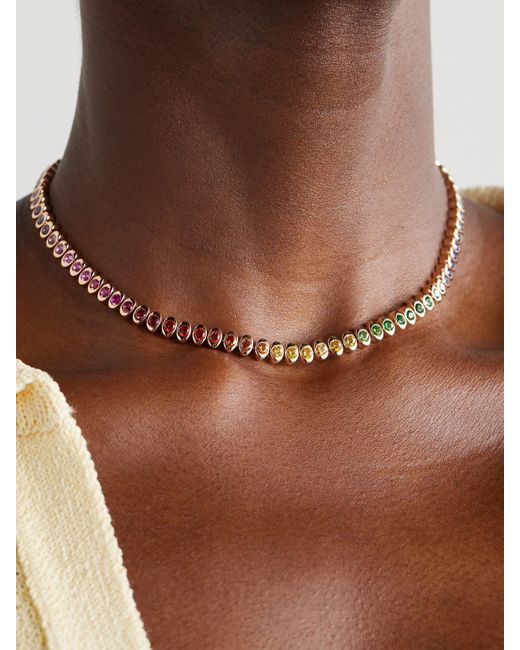 Faberge Natural Colours Of Love Cosmic Curve 18-Karat Rose Multi-Stone Necklace