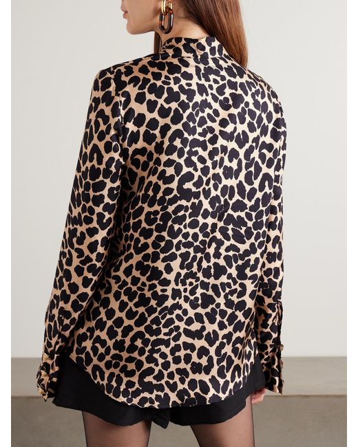 Balmain Multicolor Ruffled Leopard-Print Silk Blouse