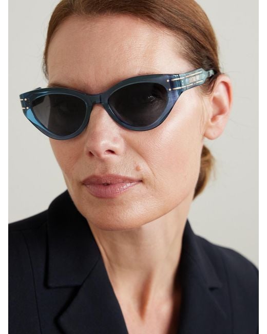 Dior Blue Diorsignature B71 Cat-Eye Acetate Sunglasses