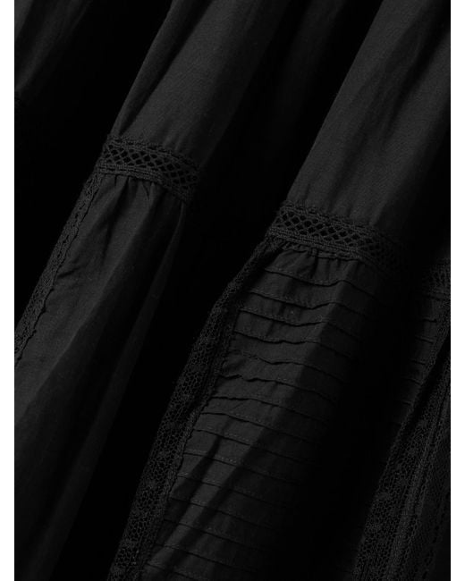 Jupe Midi En Coton Mélangé À Finitions En Dentelle Franca Sea en coloris Black