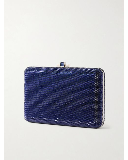 Judith Leiber Blue Slim Slide Crystal-Embellished-Tone Clutch