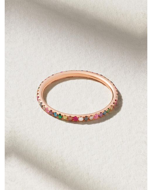Ileana Makri Natural Thread Ring Aus 18 Karat Roségold Mit Mehreren Steinen