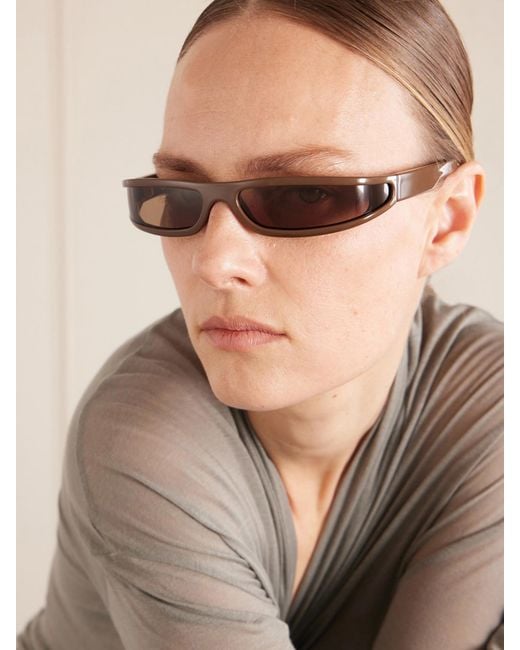Rick Owens Brown Fog Rectangle-Frame Sunglasses