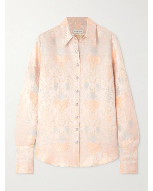Dries Van Noten Natural Hemd Aus Satin Mit Jacquard-Muster