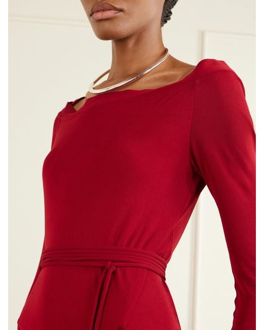 Tory Burch Red Jersey Pleated Maxi Dress