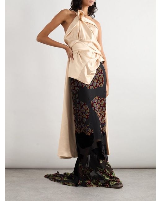 Dries Van Noten Black Devoré-Velvet Maxi Skirt