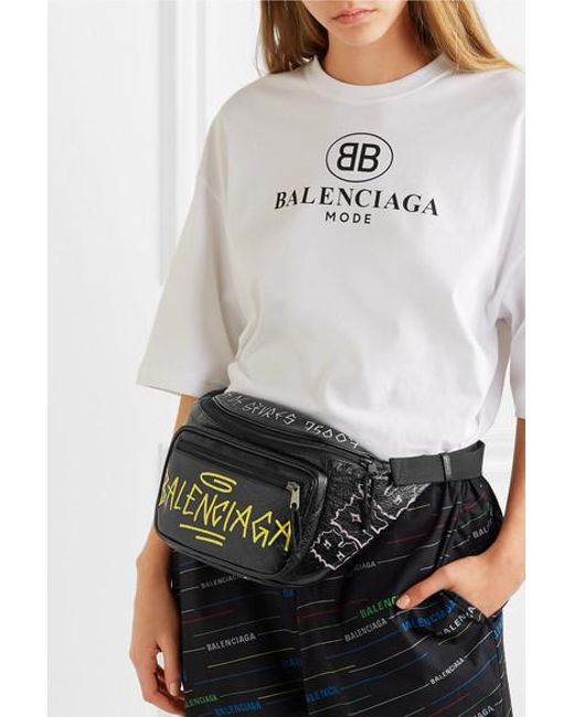 Balenciaga Explorer Graffiti Printed Textured-leather Belt Bag in Black |  Lyst
