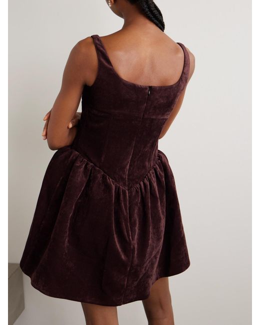 ShuShu/Tong Red Embellished Velvet Mini Dress