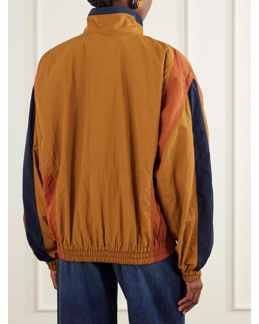 Saint Laurent Brown Logo-Embroidered Cropped Shell Jacket