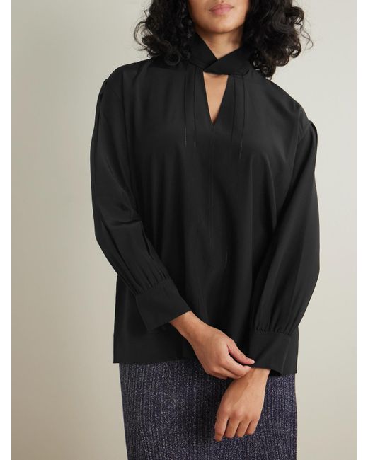 Blouse En Crêpe De Chine De Soie Rivoli Joseph en coloris Black