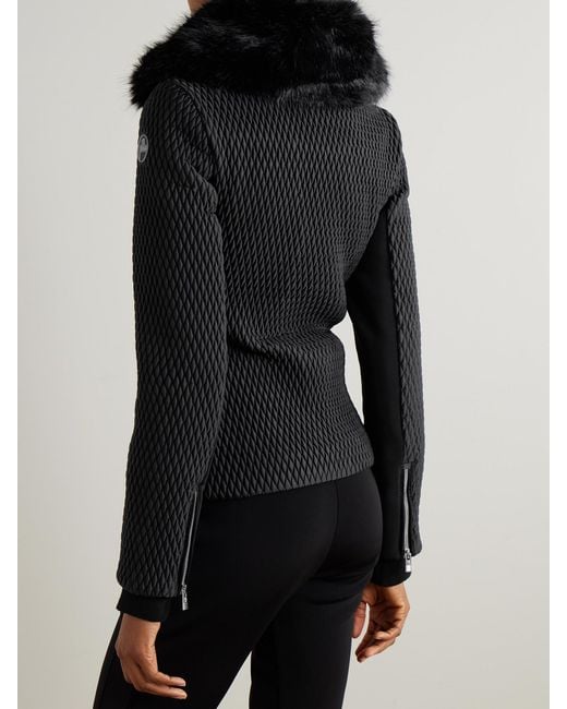 Fusalp Black Montana Plush-Trimmed Paneled Quilted Padded Ski Jacket