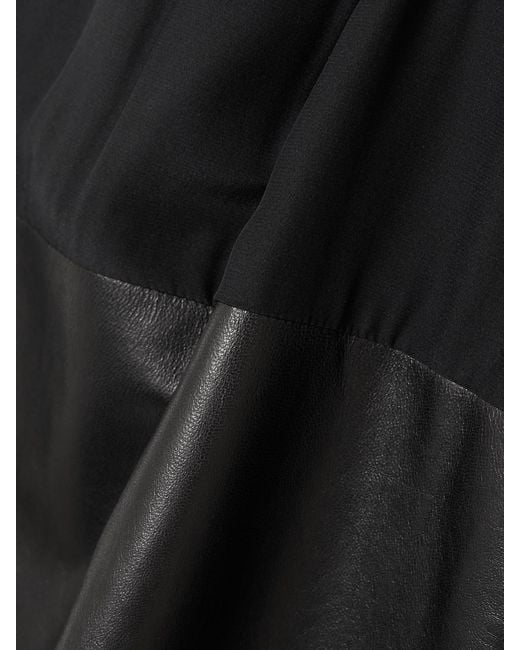Sharon Wauchob Black Laure Paneled Silk-Jersey And Leather Midi Skirt