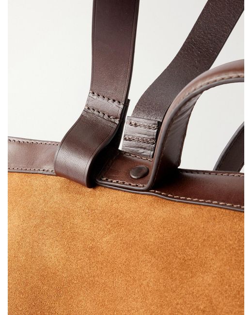 Dries Van Noten Brown Carter Leather-Trimmed Suede Tote