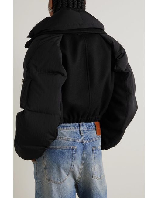 Helmut Lang Hybrid Convertible Cropped Shell-paneled Wool-blend Bomber  Jacket in Black | Lyst