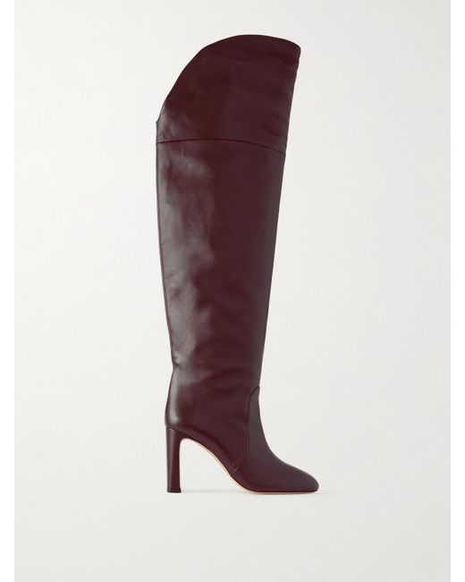Stuart Weitzman Purple Babette Tubo Leather Over-The-Knee Boots
