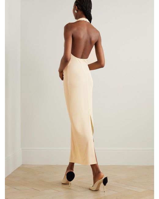 Magda Butrym White Stretch-Jersey Halterneck Midi Dress