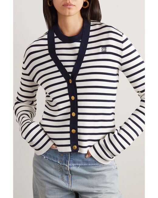 Givenchy Blue Striped Cotton Cardigan