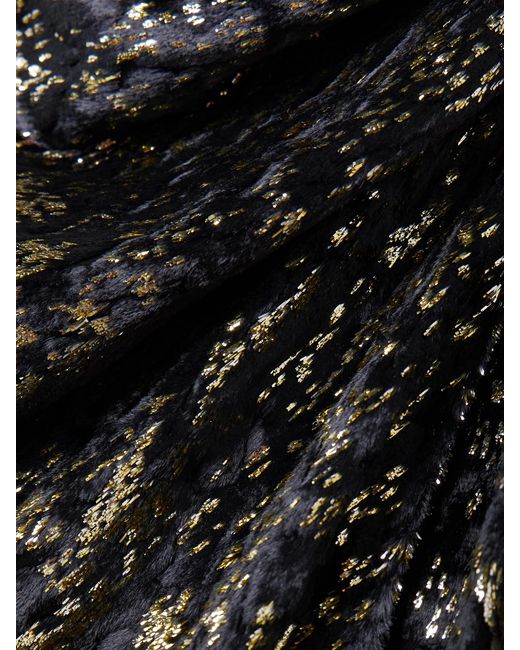 Jonathan Simkhai Black Angelique Ruched Metallic Fil Coupé Velvet Gown