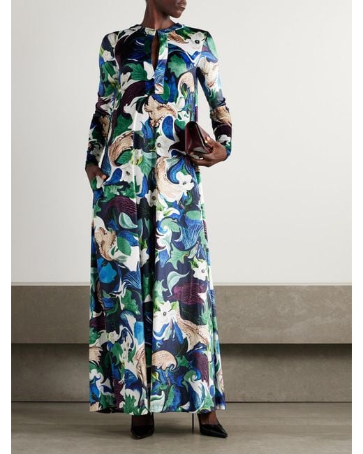 Robe Longue En Jersey Imprimé Carrington Mary Katrantzou en coloris Blue