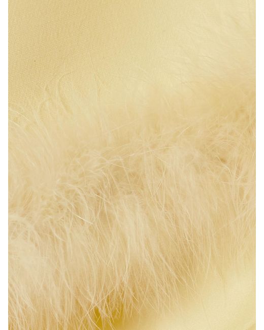 Valentino Garavani Yellow Feather-Trimmed Wool And Silk-Blend Crepe Midi Skirt
