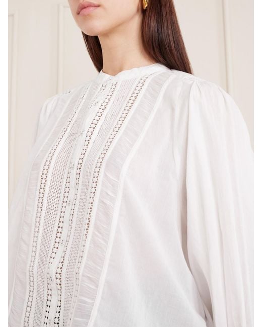 Blouse En Coton À Finitions En Dentelle Farm Rio en coloris White