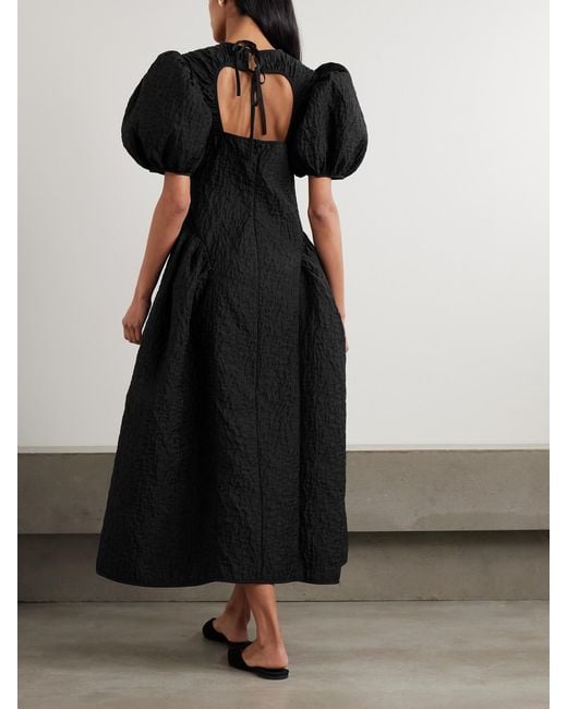 CECILIE BAHNSEN Black Bali Cutout Matelassé Midi Dress