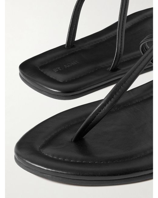 St. Agni Brown T Leather Sandals