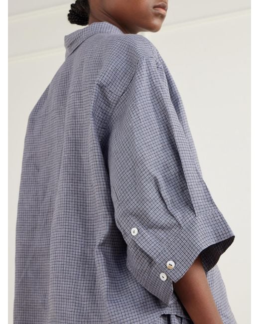 Deiji Studios Blue 03 Checked Linen Shirt And Shorts Set