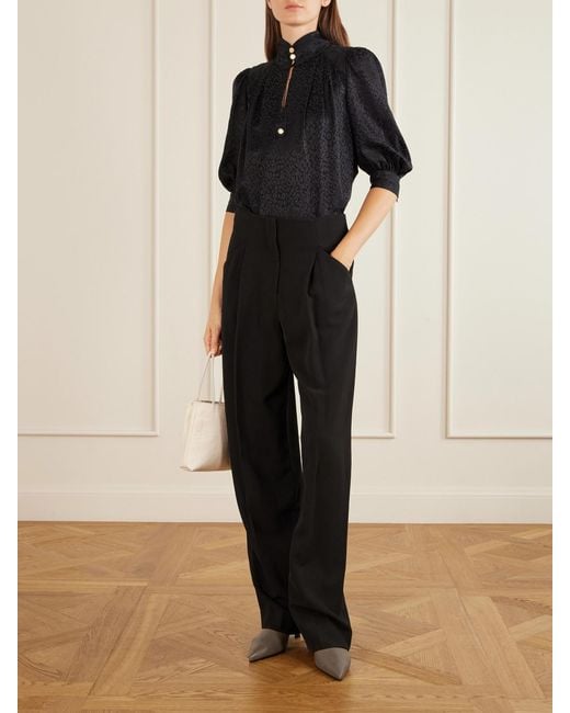 Veronica Beard Blue Kenneth Stretch-Crepe Wide-Leg Pants