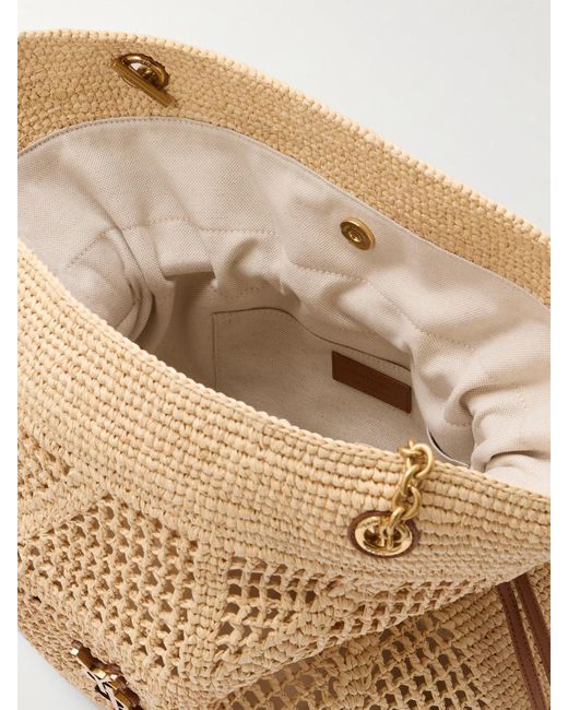 Saint Laurent Natural Jamie Leather-Trimmed Raffia Tote