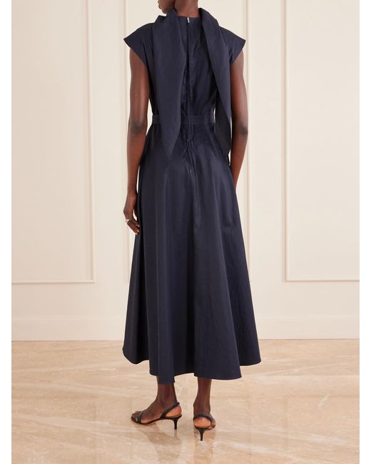 Adam Lippes Blue Akane Belted Tie-Detailed Cotton-Poplin Maxi Dress