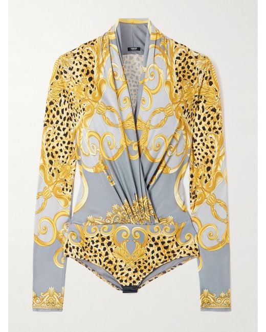Versace Metallic Bedruckter Body Aus Glänzendem Jersey