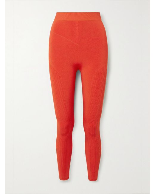 AZ FACTORY Red Mybody Paneled Stretch-Knit Leggings