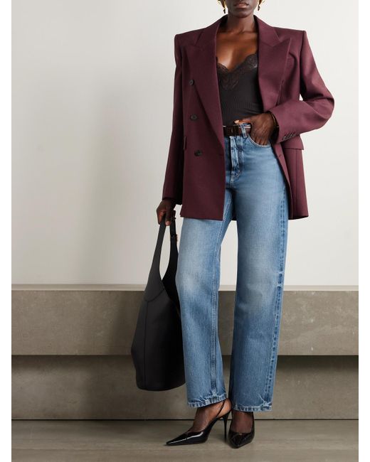 Saint Laurent Blue High-Rise Wide-Leg Jeans