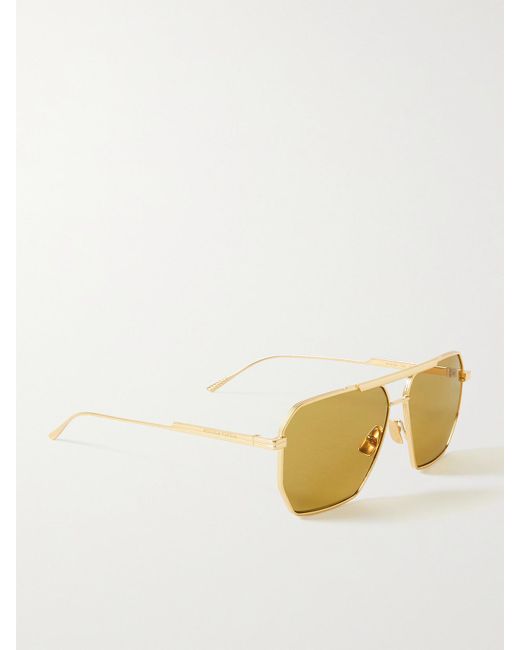 Bottega Veneta Yellow Aviator-Style-Tone Sunglasses