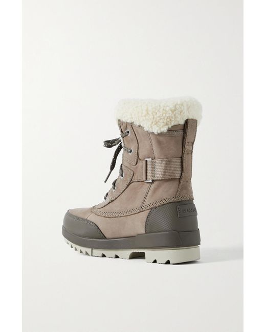 Sorel Torino Ii Parc Shearling-trimmed Leather Ankle Boots in Brown | Lyst
