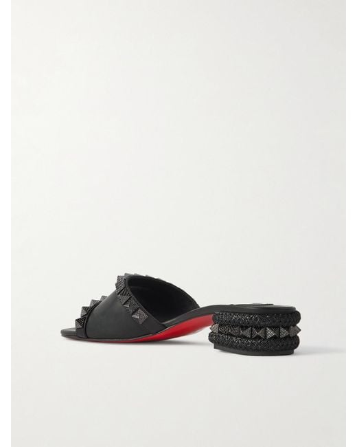 Christian Louboutin Black Pyramule 30 Mules Aus Leder Mit Nieten