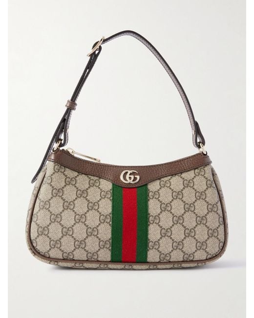 Gucci Metallic Ophidia Small Leather-Trimmed Printed Coated-Canvas Shoulder Bag