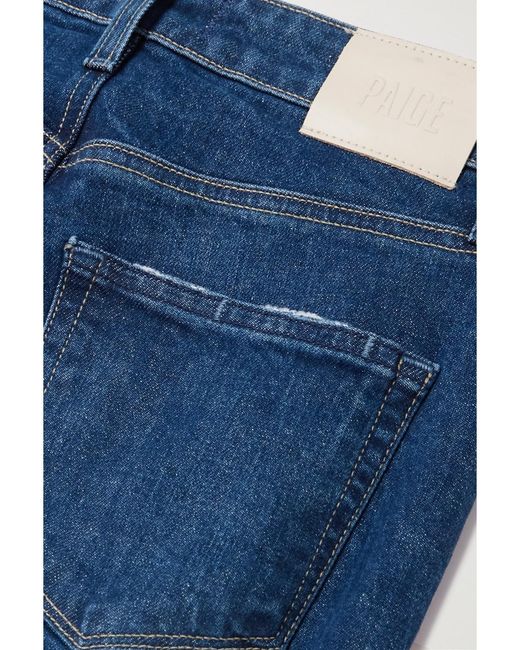 PAIGE Blue Net Sustain Sarah Cropped Stretch High-Rise Straight-Leg Organic Jeans