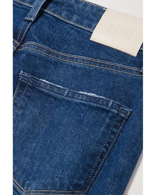 PAIGE Blue Net Sustain Sarah Cropped Stretch High-Rise Straight-Leg Organic Jeans