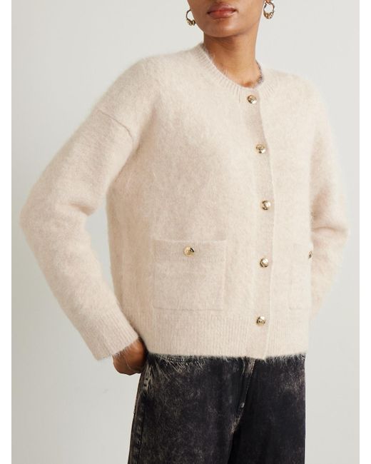 Anine Bing Natural Bobbie Brushed Alpaca-Blend Cardigan