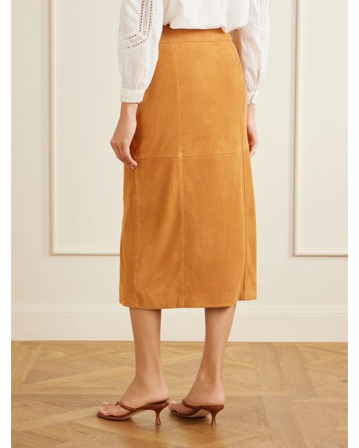 Ulla Johnson Brown Orion Suede Midi Skirt
